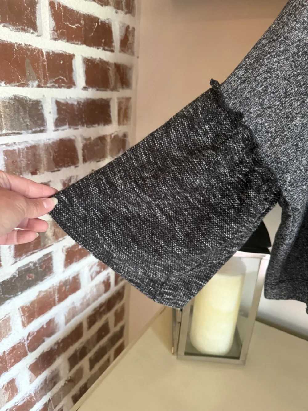 THML Gray Cropped Marled Knit Sweater